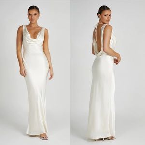 Meshki Angelique Satin Cowl Back Maxi Dress - Ivory - NWT - Small